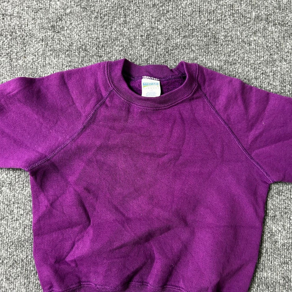 Cheetah Sweatshirt Kids Size L(7) Purple Raglan Sleeve Fleece Pullover USA Made